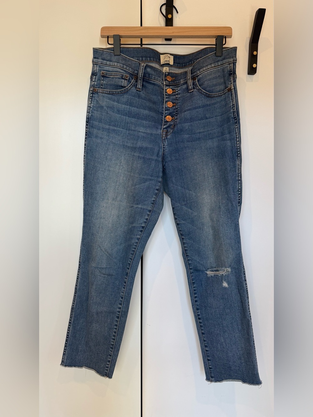 J. Crew High-Rise Vintage Straight Jeans in Medium Blue Denim